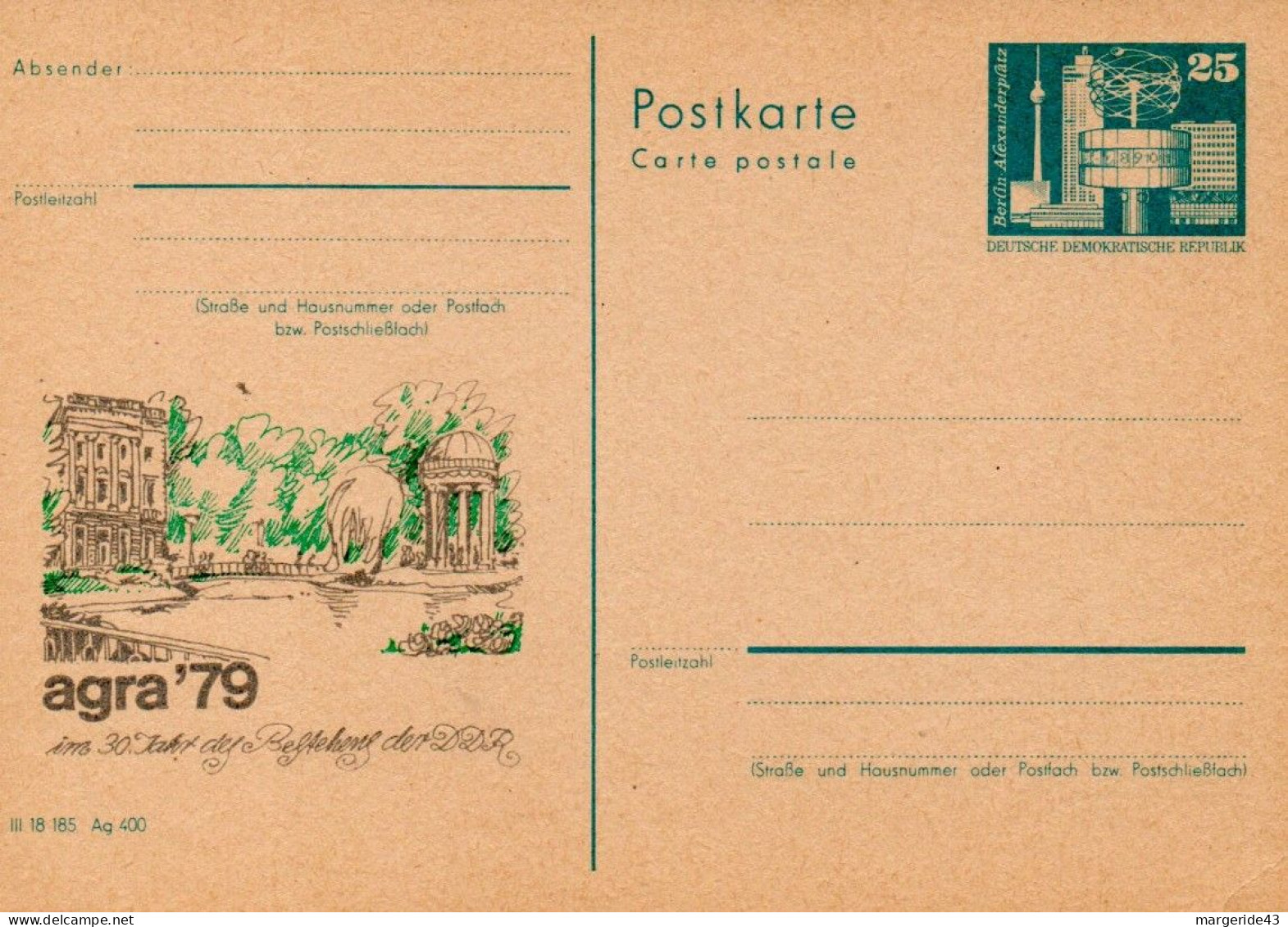 ALLEMAGNE RDA DDR ENTIER CARTE AGRA 79 - Privé Postkaarten - Ongebruikt