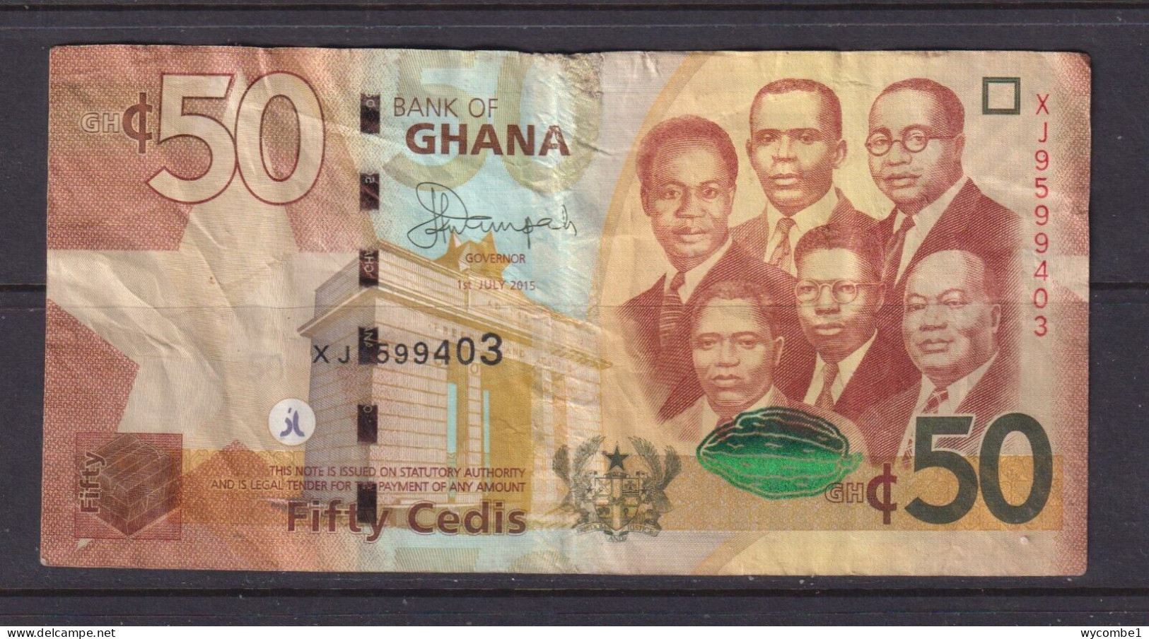 GHANA - 2015 50 Cedis Circulated Banknote As Scans - Ghana