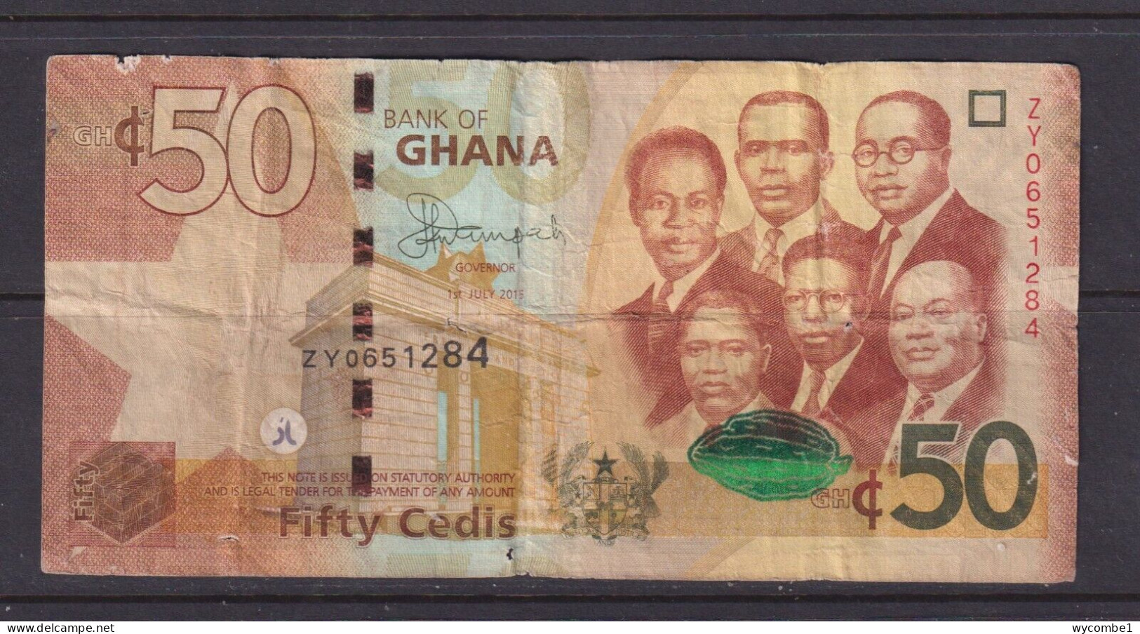 GHANA - 2015 50 Cedis Circulated Banknote As Scans - Ghana