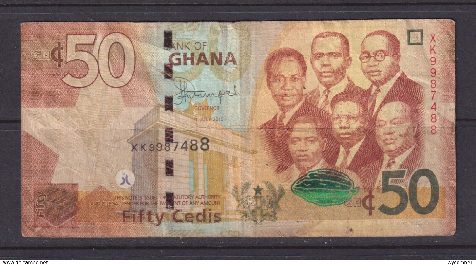 GHANA - 2015 50 Cedis Circulated Banknote As Scans - Ghana