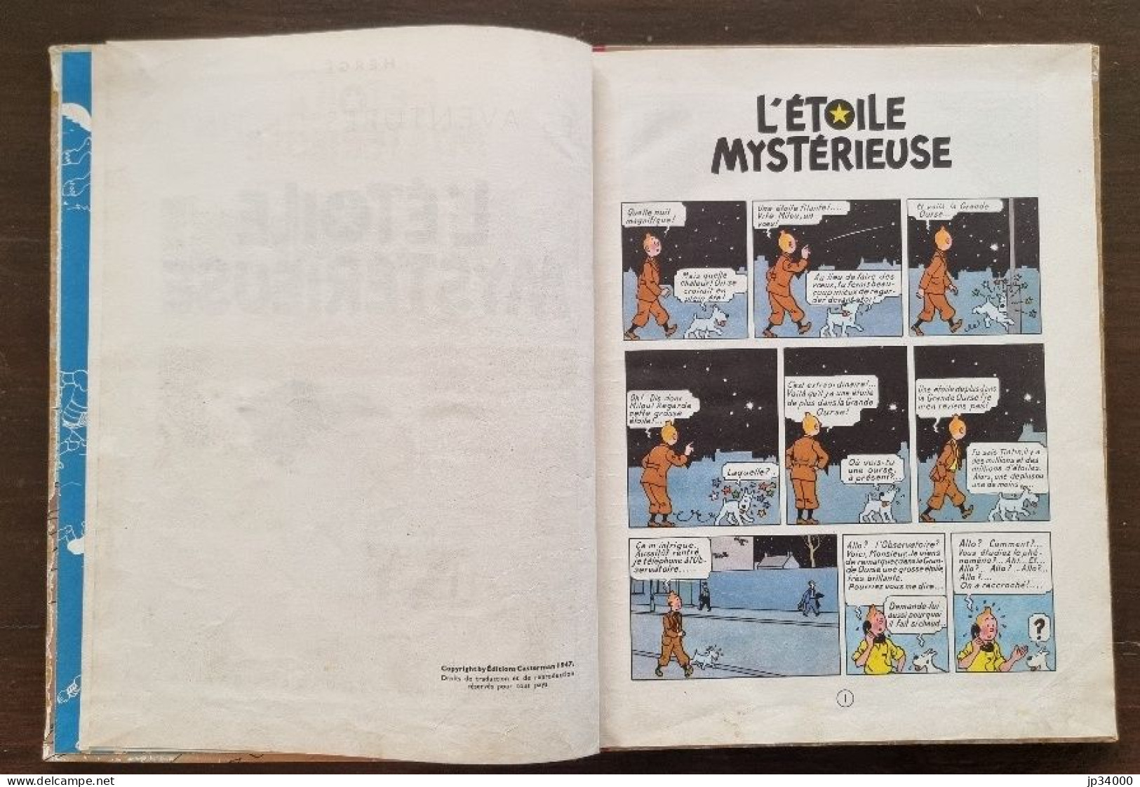 Hergé Tintin: L'étoile Mystérieuse. B4. Edition Originale 1950. Ed Casterman.(2) - Tintin