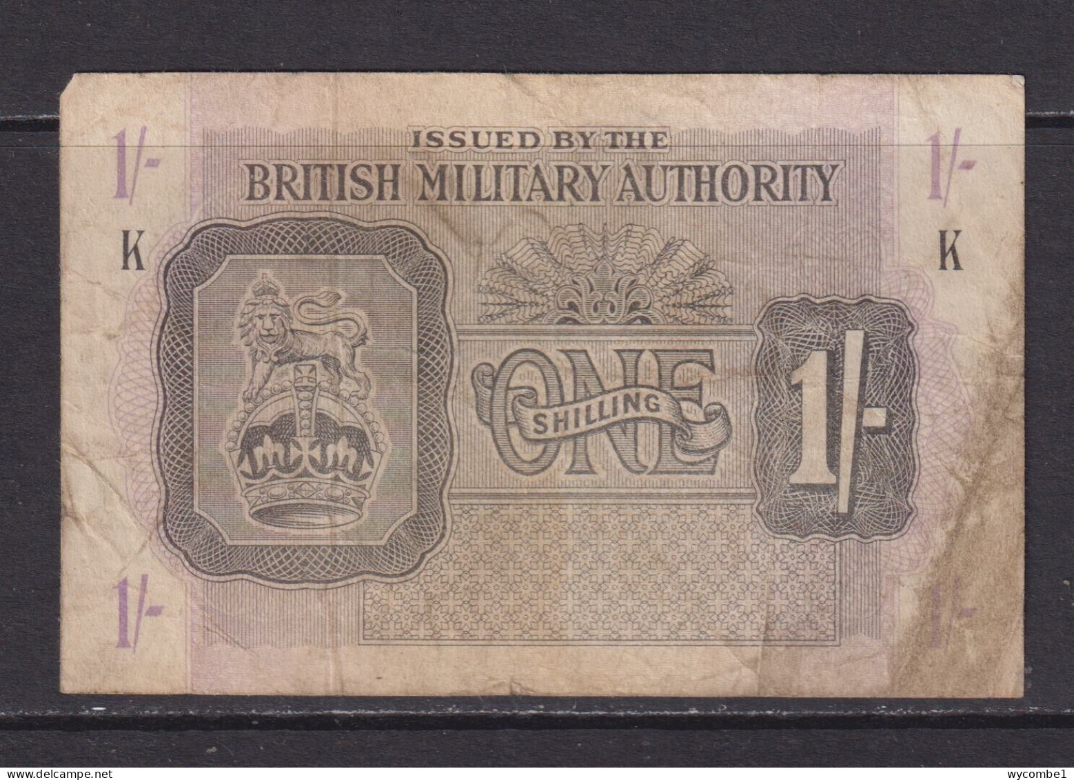 GREAT BRITAIN - 1943 British Military Authority 1 Shilling Circulated Banknote - Britse Militaire Autoriteit