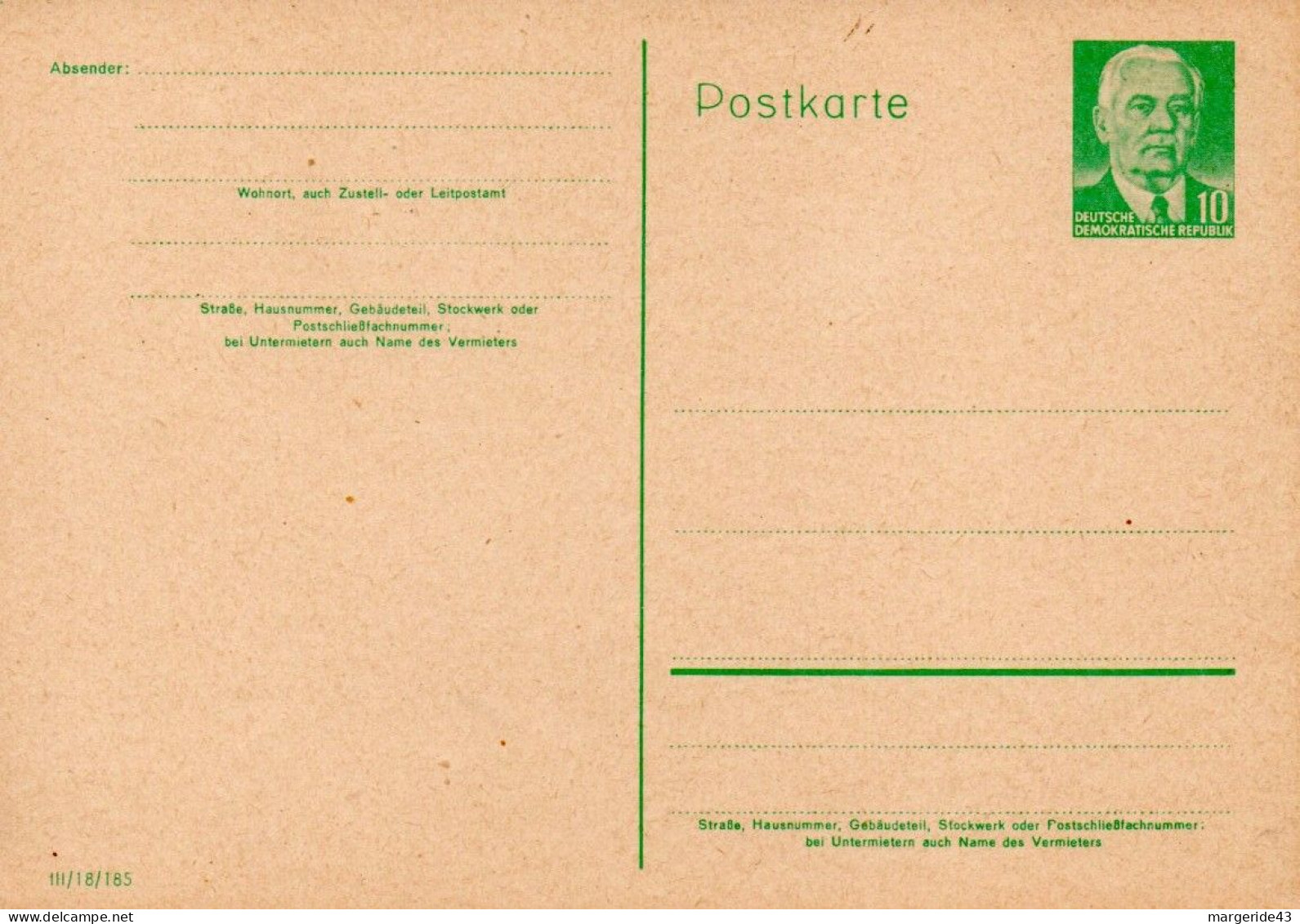 ALLEMAGNE RDA DDR ENTIER CARTE PFESIDENT 10PFG NEUF - Postcards - Mint