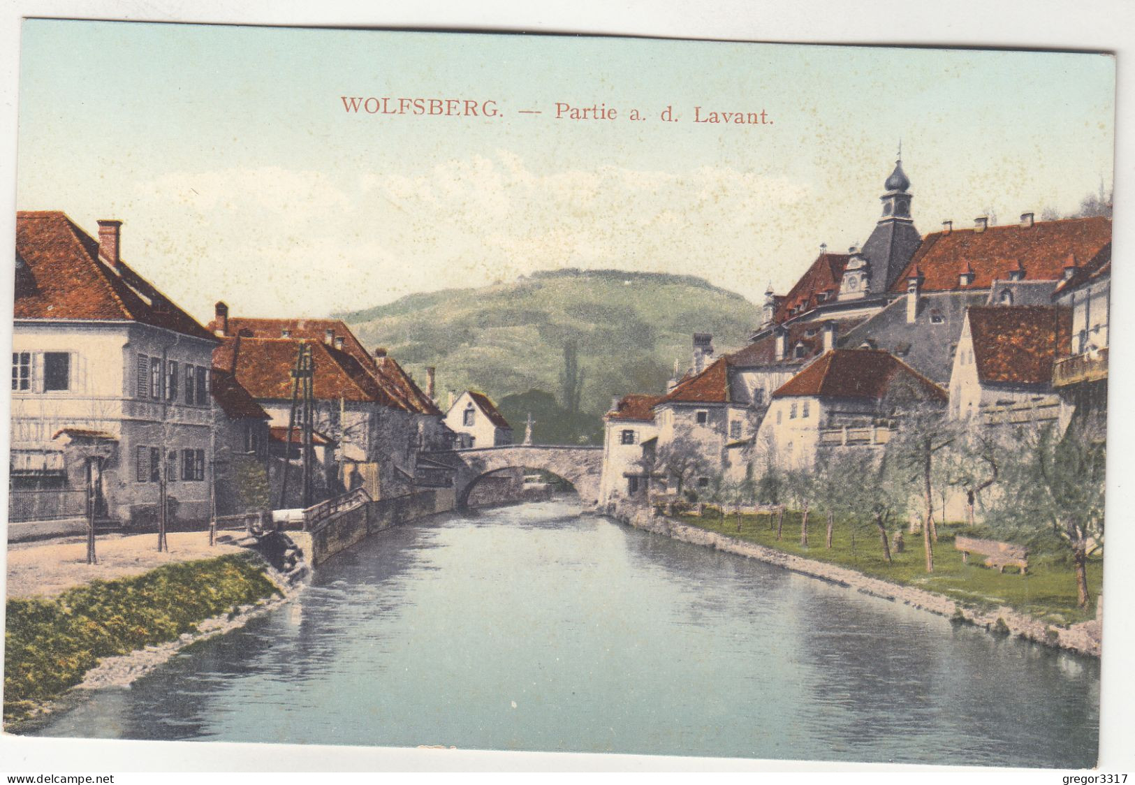 E2161)  WOLFSBERG - Partie An Der Lavant - Alte Farbige Karte - Straße Häuser DETAILS U. Steinbrücke ALT 1909 - Wolfsberg