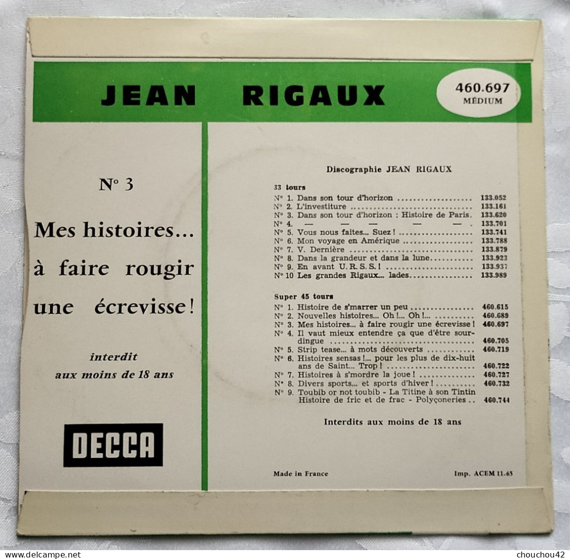 Jean Rigaux Mes Histoires à Faire Rougir Une écrevisse - Humour, Cabaret