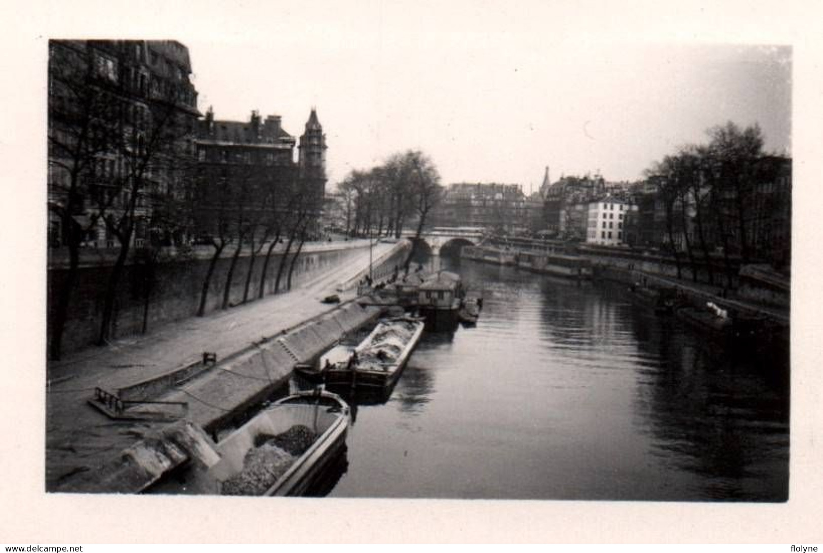 Paris - Photo Ancienne - Les Quais - Péniche - 5x7 Cm - De Seine En Haar Oevers