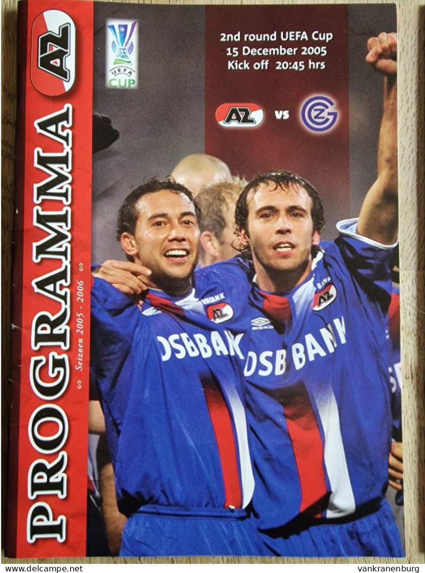 Programme AZ Alkmaar - Grasshopper Club - 15.12.2005 - UEFA Cup - Football Soccer Fussball Calcio Programm - Bücher