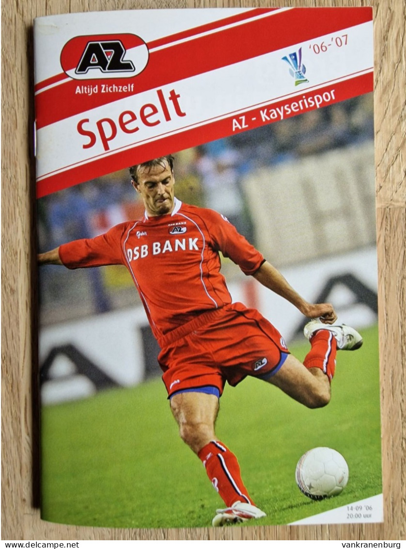 Programme AZ Alkmaar - Kayserispor - 14.9.2006 - UEFA Cup - Football Soccer Fussball Calcio Programm - Libri
