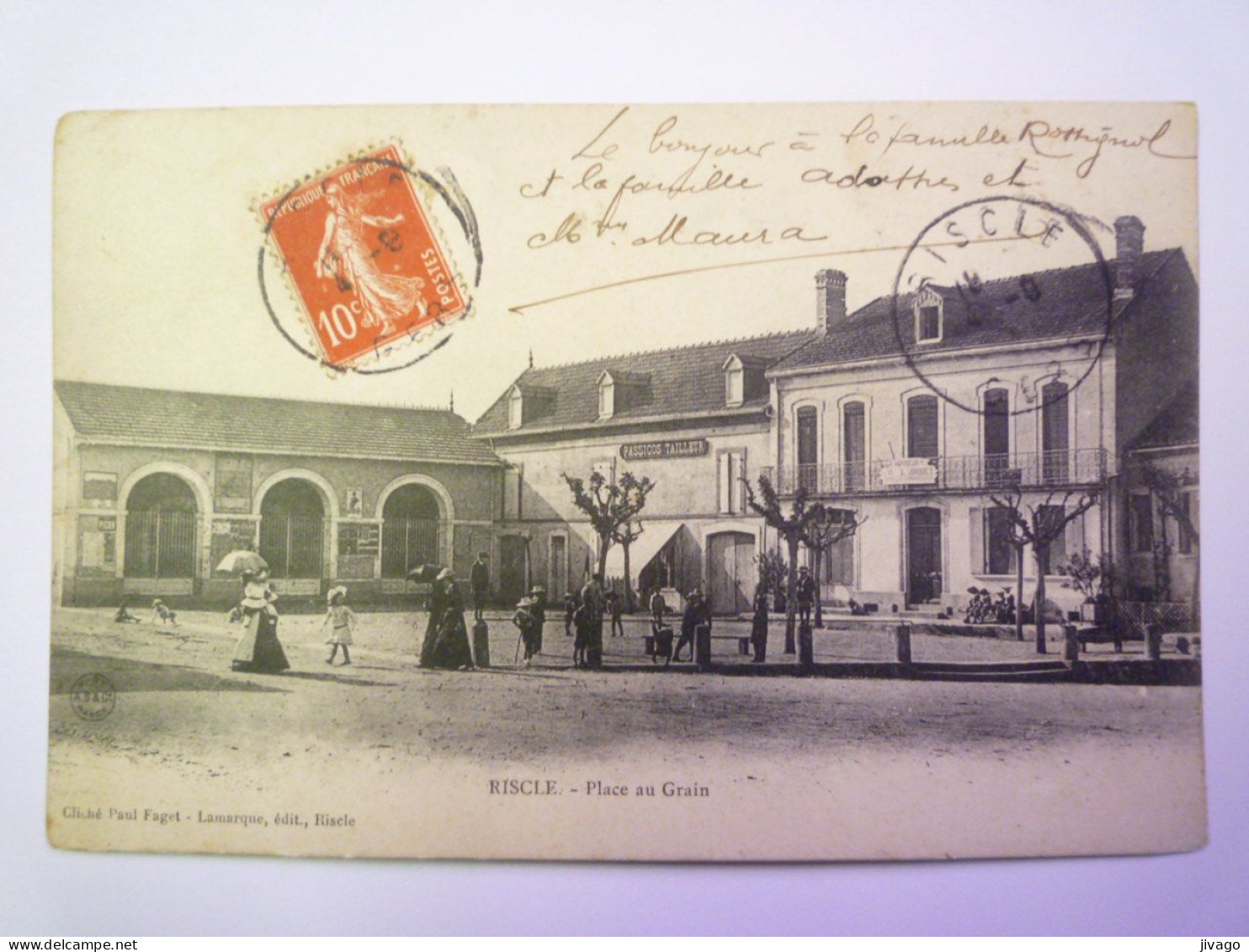 2024 - 101  RISCLE  (Gers)  :  Place Au GRAIN   1909   XXX - Riscle