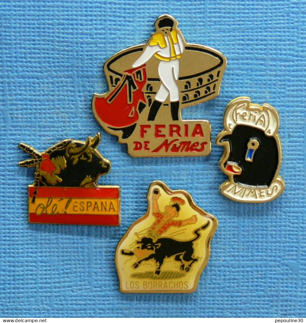 4 PIN'S //  ** FÉRIA DE NIMES / LOS BORRACHOS / TAUREAU ** - Feria - Corrida