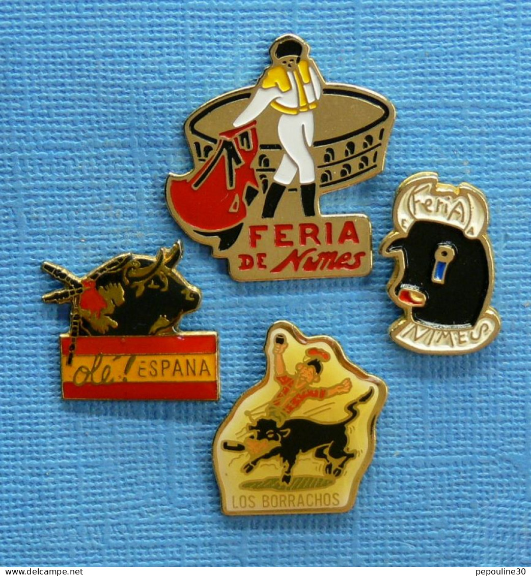 4 PIN'S //  ** FÉRIA DE NIMES / LOS BORRACHOS / TAUREAU ** - Feria - Corrida