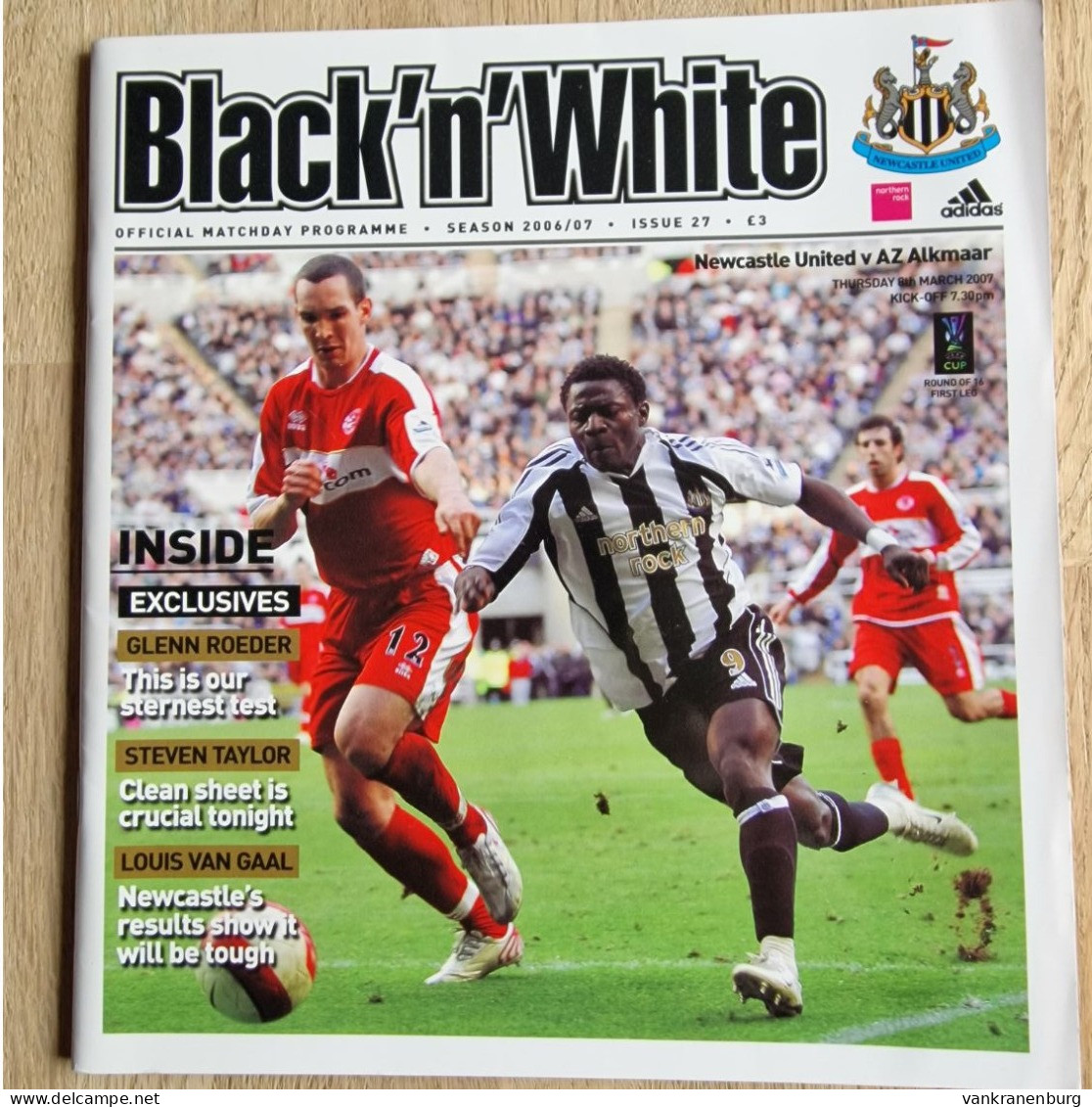 Programme Newcastle United - AZ Alkmaar - 8.3.2007 - UEFA Cup - Football Soccer Fussball Calcio - Programm - Livres