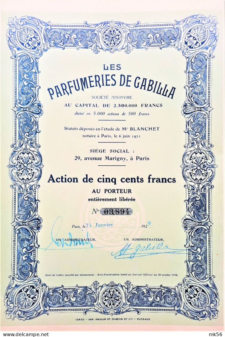 Les Parfumeries De Gabilla - Paris - 1929 - Parfum & Cosmetica