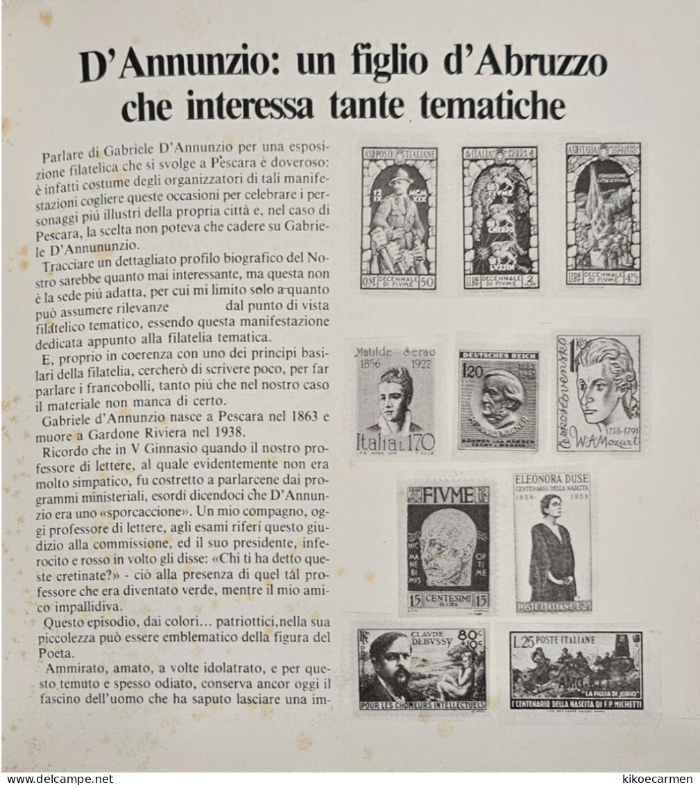 Esposizione Mazionale Filatelia Tematica 1984 PESCARA 84 Mondiale Italia 85 Regolamento BARBERIS Concetti D'Annunzio - Expositions Philatéliques