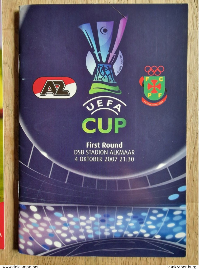 Programme AZ Alkmaar - FC Pacos De Ferreira - 4.10.2007 - UEFA Cup - Football Soccer Fussball Calcio - Programm - Bücher