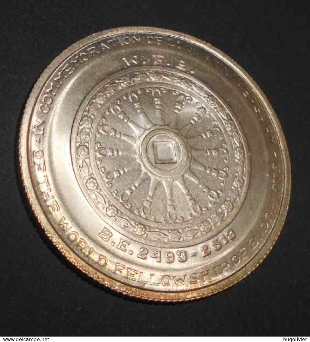 50 Baht Silver Argent Thailande Rama IX   Poids: 24,62 Gr The World Fellowship Of Buddhists - Thaïlande