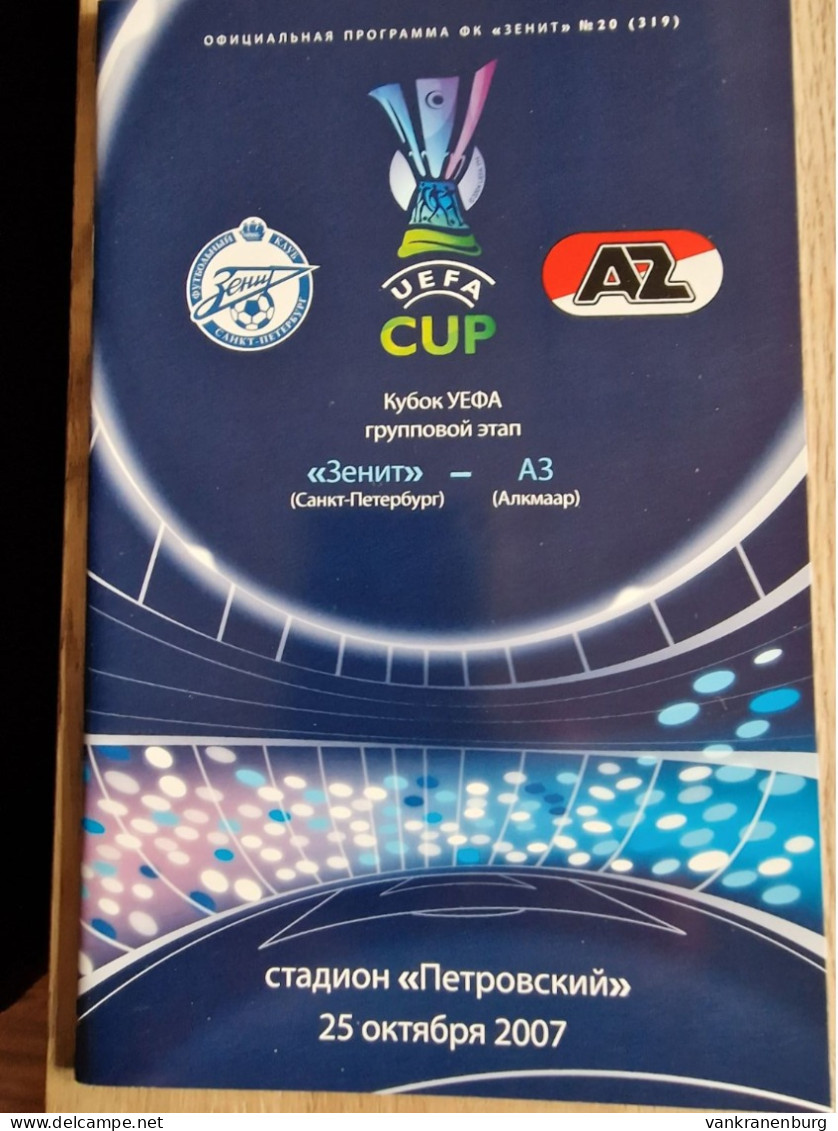 Programme Zenith St. Petersburg - AZ Alkmaar  25.10.2007 - UEFA Cup - Football Soccer Fussball  Calcio Programm - Boeken
