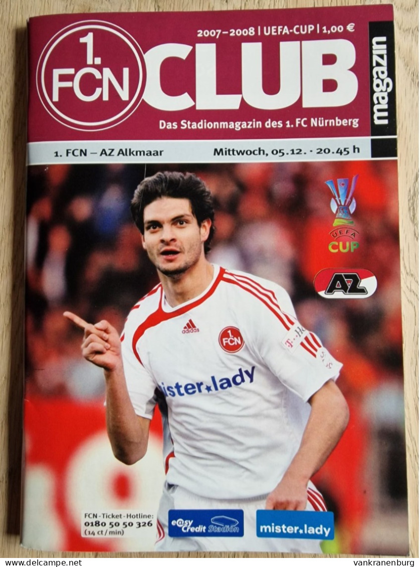 Programme FC Nurnberg - AZ Alkmaar 5.12.2007 - UEFA Cup - Football Soccer Fussball  Calcio Programm - Bücher