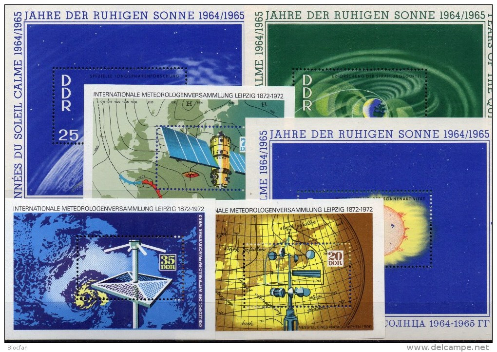 Wolken Weltall 1964 DDR Blocks 20/22+BL34/36 ** 45€ Satellit Meteorologie Wetter-Beobachtunng M/s Blocs Sheet Bf Germany - Climate & Meteorology