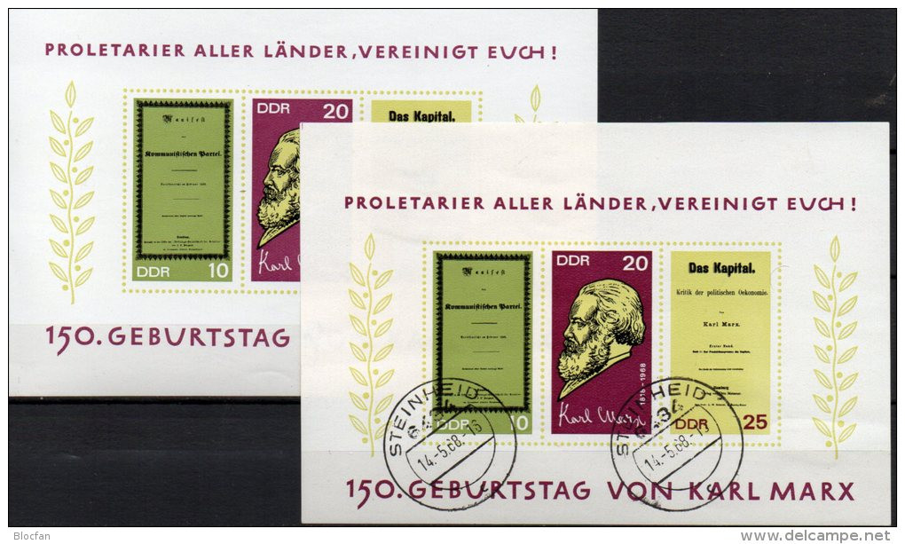 Karl Marx Ungezähnt 1968 DDR Block 27 ** Plus O 7€ Zum 150.Geburtstag Karl Marx Trier Blocchi M/s Bloc Sheets Bf Germany - 1950-1970