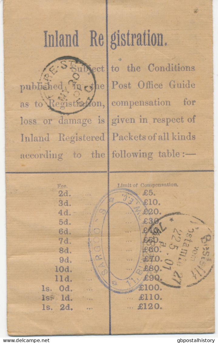 GB 1901 QV Mixed Postage On Uprated Postal Stationery Registered Env CDS Thimble 21mm FOREST / E.C (LONDON) To BERLIN - Briefe U. Dokumente