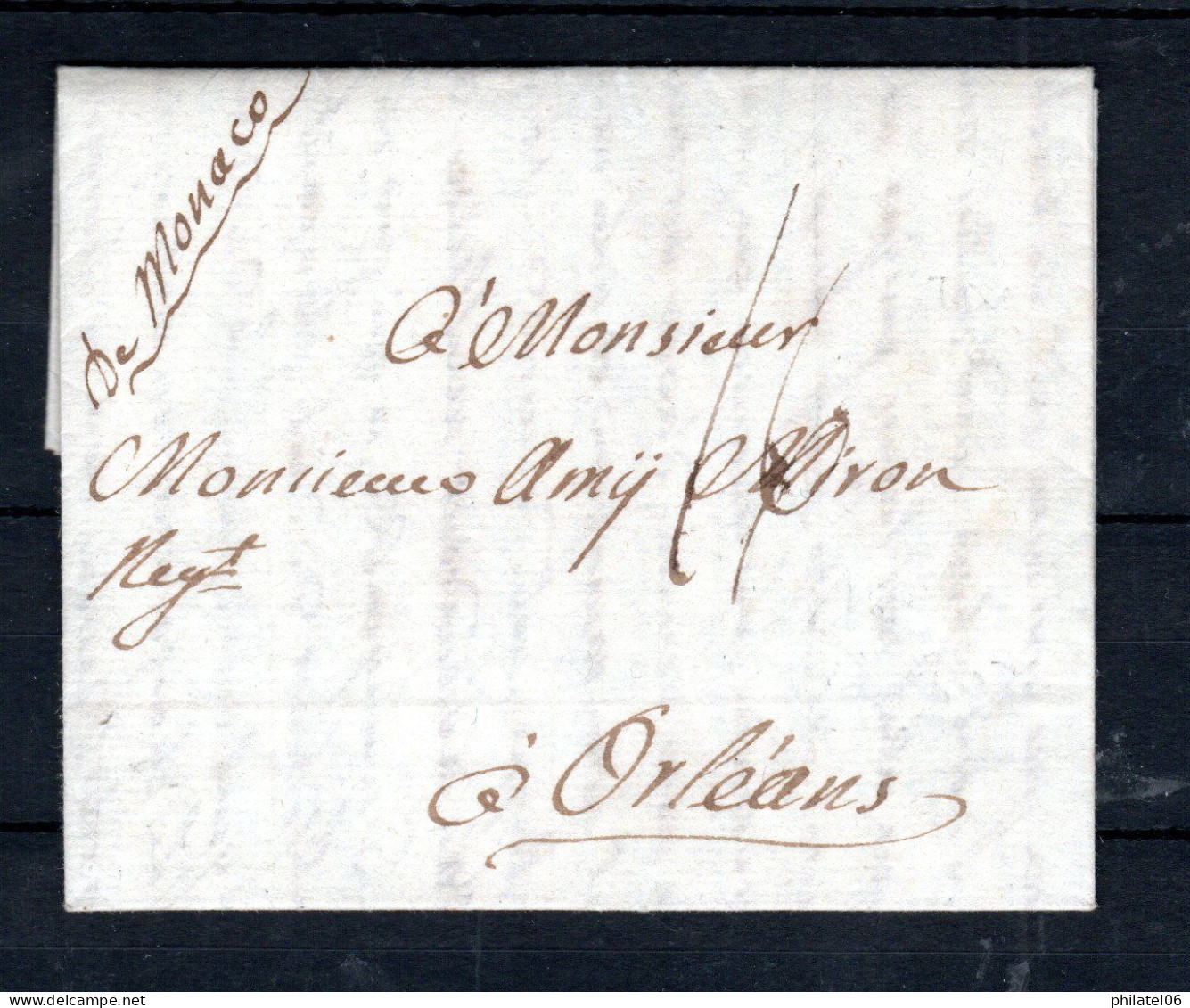 MONACO  LETTRE DE 1787 ETAT SUPERBE - ...-1885 Prephilately