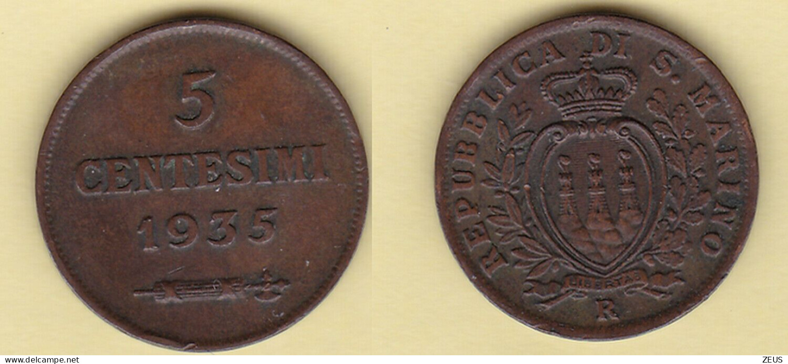 5 CENTESIMI 1935 SAN MARINO - San Marino