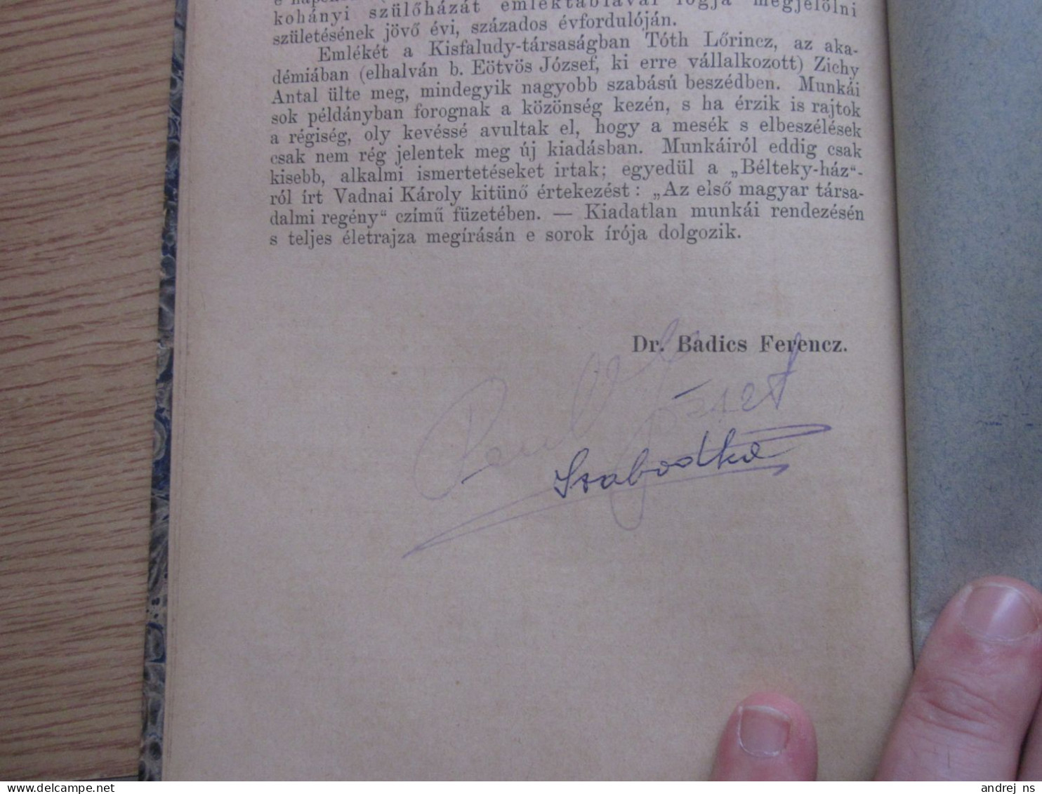 Fay Andras Eletrajza Irta Dr badics Ferencz Pozsony 1885 Budapest 26 pages Paull Jozsef szabadka Signatures