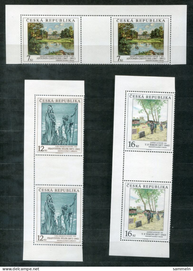 TSCHECHISCHE REPUBLIK 161-163 ZWS Mnh - Gemälde, Paintings, Peintures - CZECH REPUBLIC / RÉPUBLIQUE TCHÈQUE - Unused Stamps
