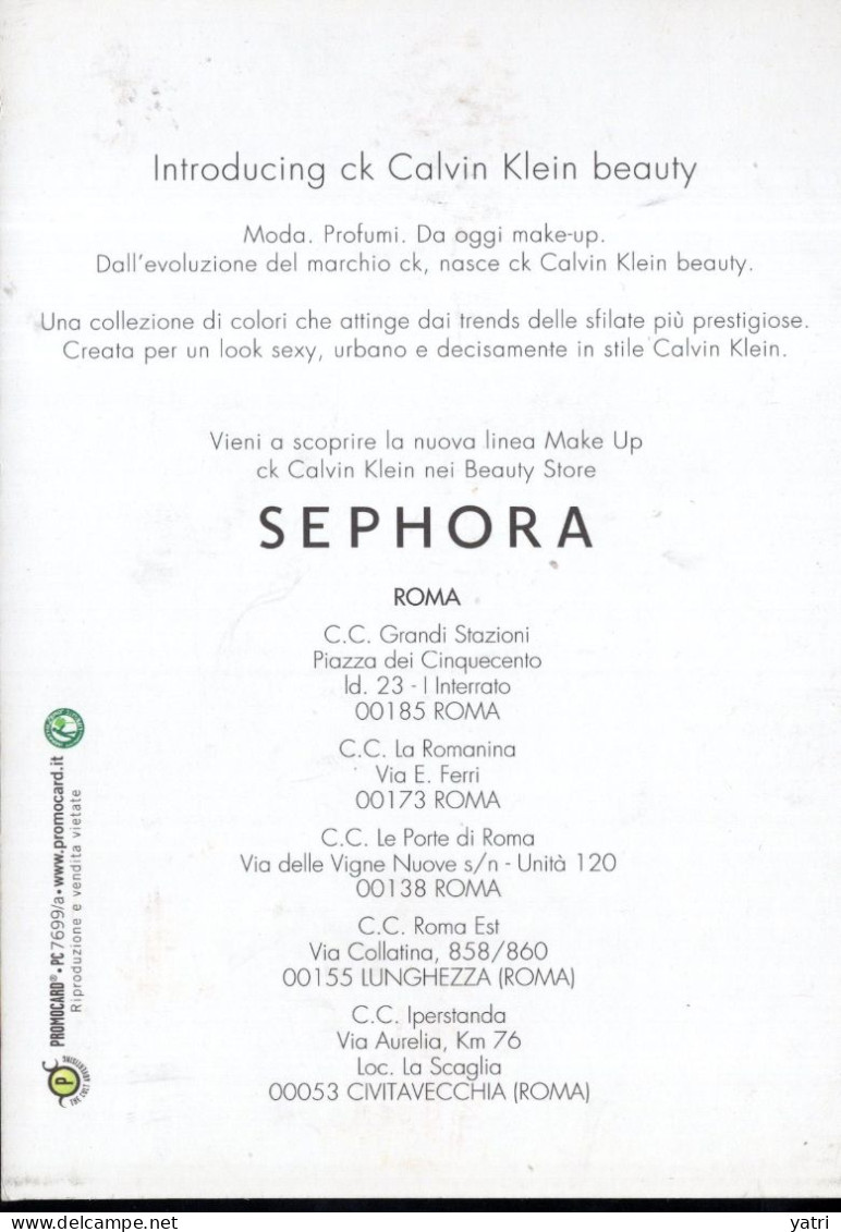 Cartolina Pubblicitaria CALVIN KLEIN SEPHORA - Promocard N. 7699/a - Mode