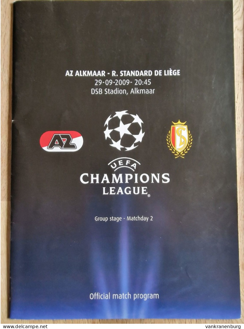 Programme AZ Alkmaar - Standard Luik - 29.9.2009 - UEFA Champions League - Football Soccer Fussball Calcio Programm - Books