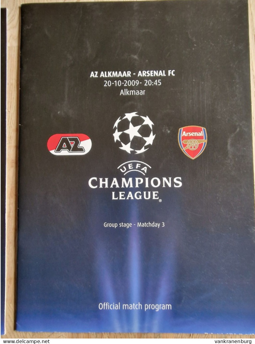 Programme AZ Alkmaar - Arsenal - 20.10.2009 - UEFA Champions League - Football Soccer Fussball Calcio Programm - Livres