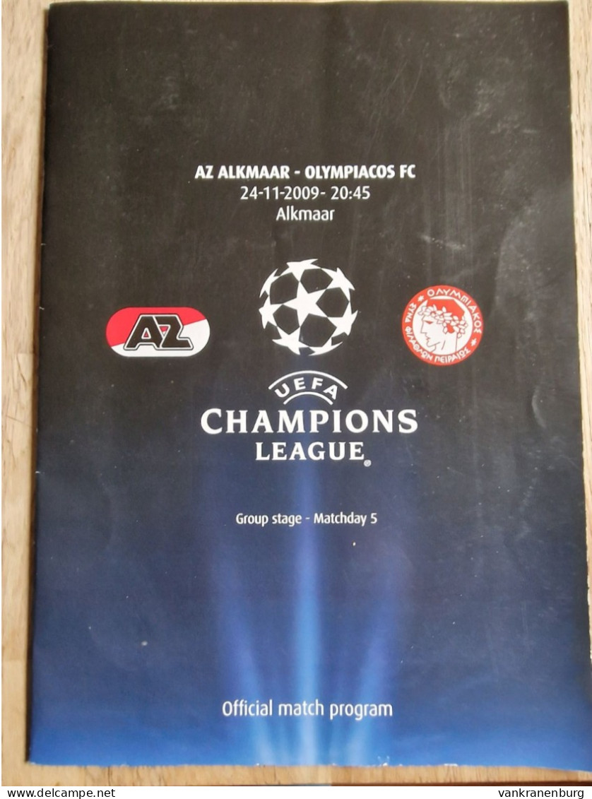 Programme AZ Alkmaar - Olympiakos Pireaus - 24.11.2009 - UEFA Champions League- Football Soccer Fussball Calcio Programm - Libri