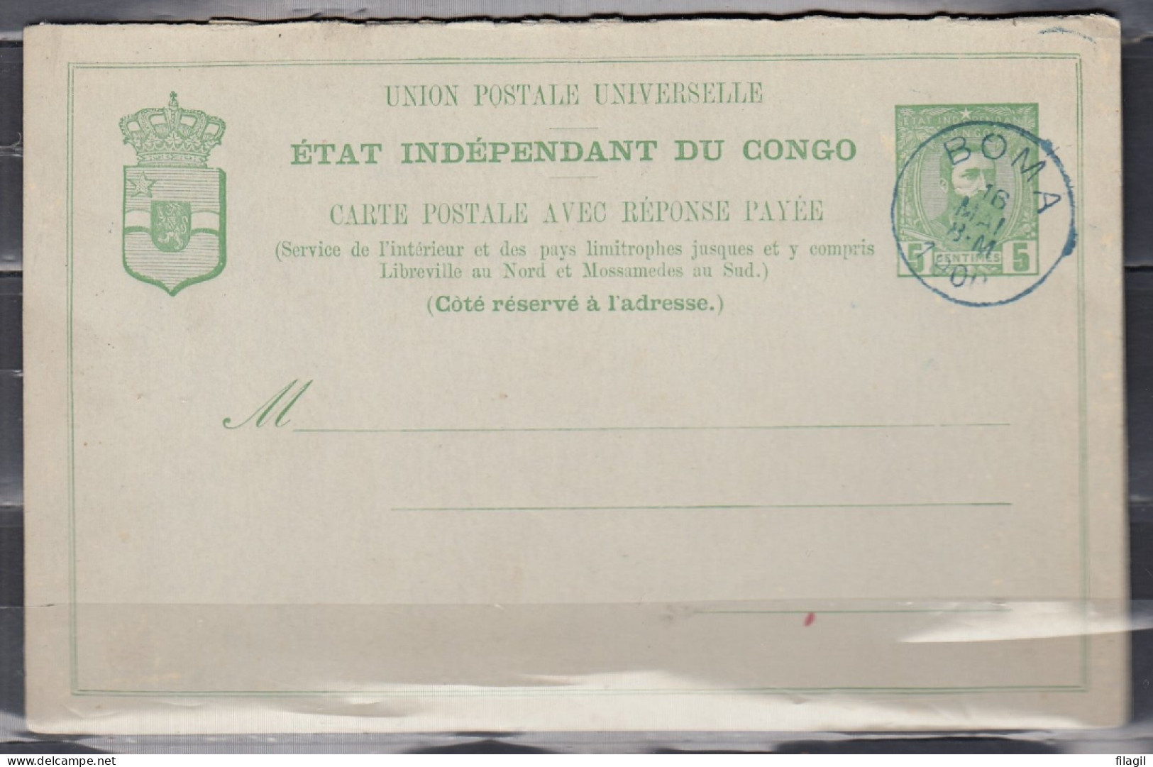 Union Postale Universelle Met Stempel Boma - Lettres & Documents