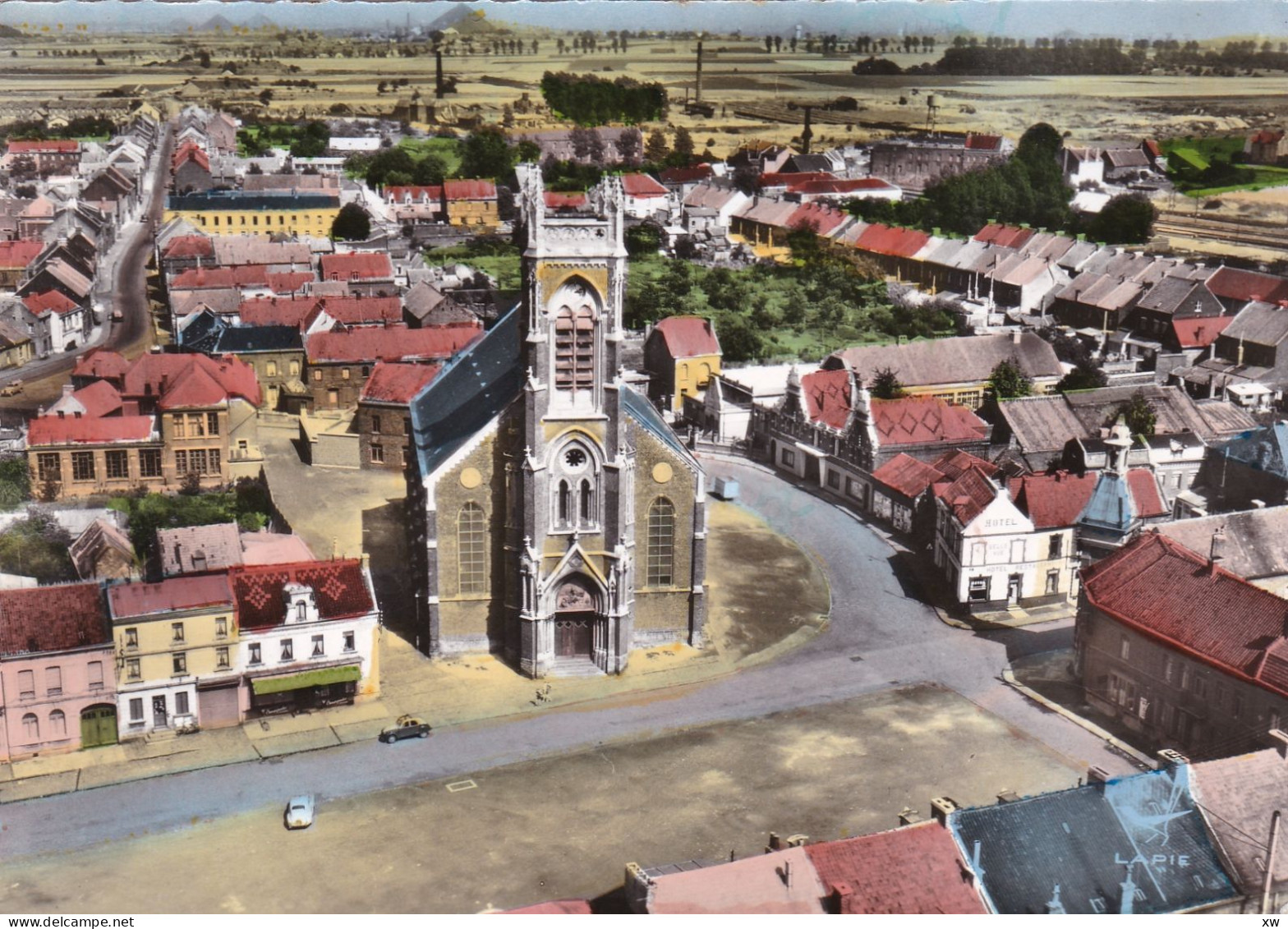 ANICHE -59- CPSM Gd Format - EN AVION AU-DESSUS DE...ANICHE - L'Eglise Saint-Martin  - A 17186/87 - Aniche