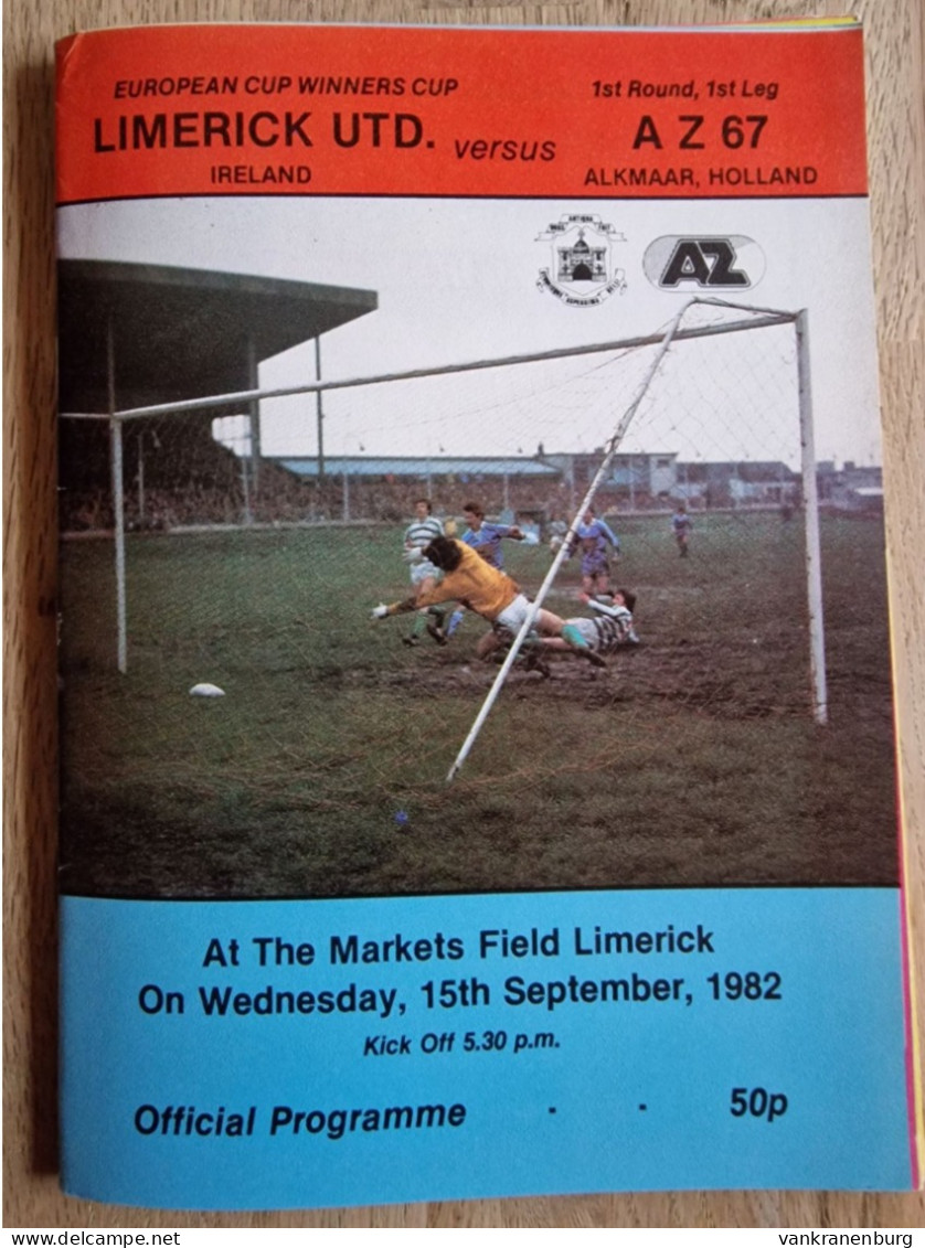 Programme Limerick Utd - AZ '67 Alkmaar - 15.9.1982 - European Cup 2 - Football Soccer Fussball Calcio Programm UEFA - Books