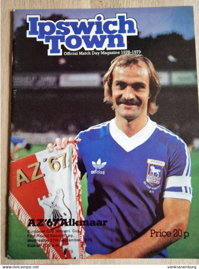Programme Ipswich Town - AZ '67 Alkmaar - 27.9.1978- European Cup Winners Cup - Football Soccer Fussball Calcio Programm - Bücher
