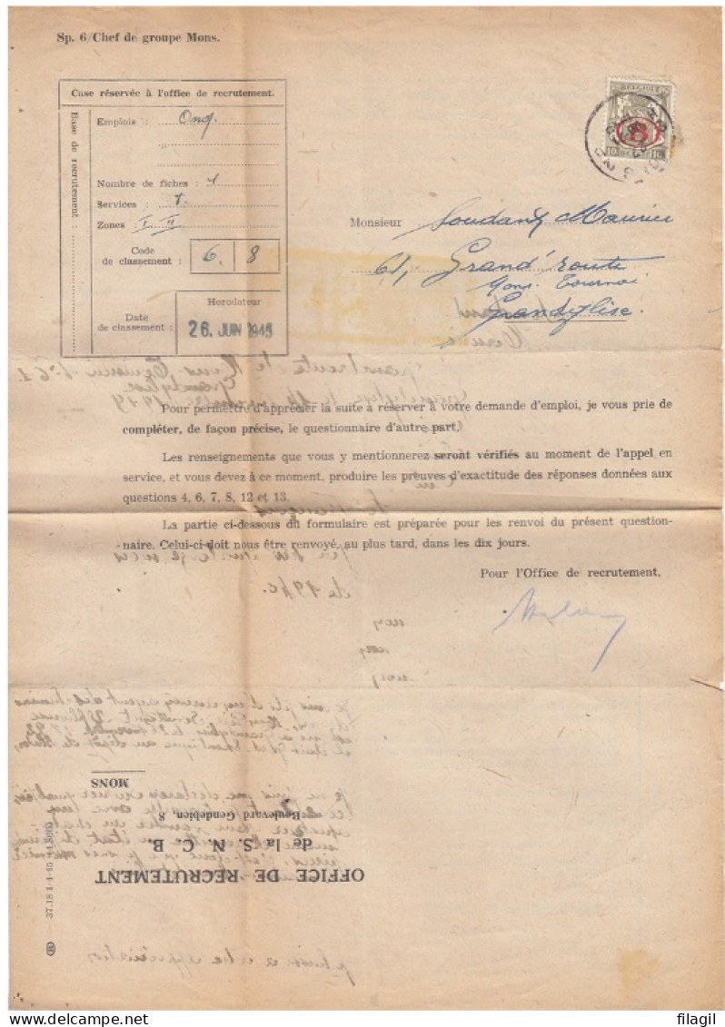 Document Van Chef De Groupe Mons Naar Granglise - Altri & Non Classificati