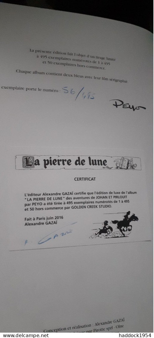 la pierre de lune JOHAN et PIRLOUIT PEYO golden creek 2016