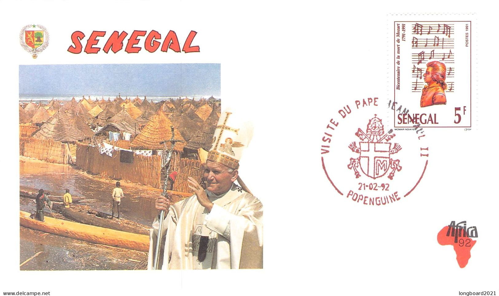 SENEGAL - SPECIAL COVER VISIT POPE JOHN PAUL II 1992 / 698 - Senegal (1960-...)