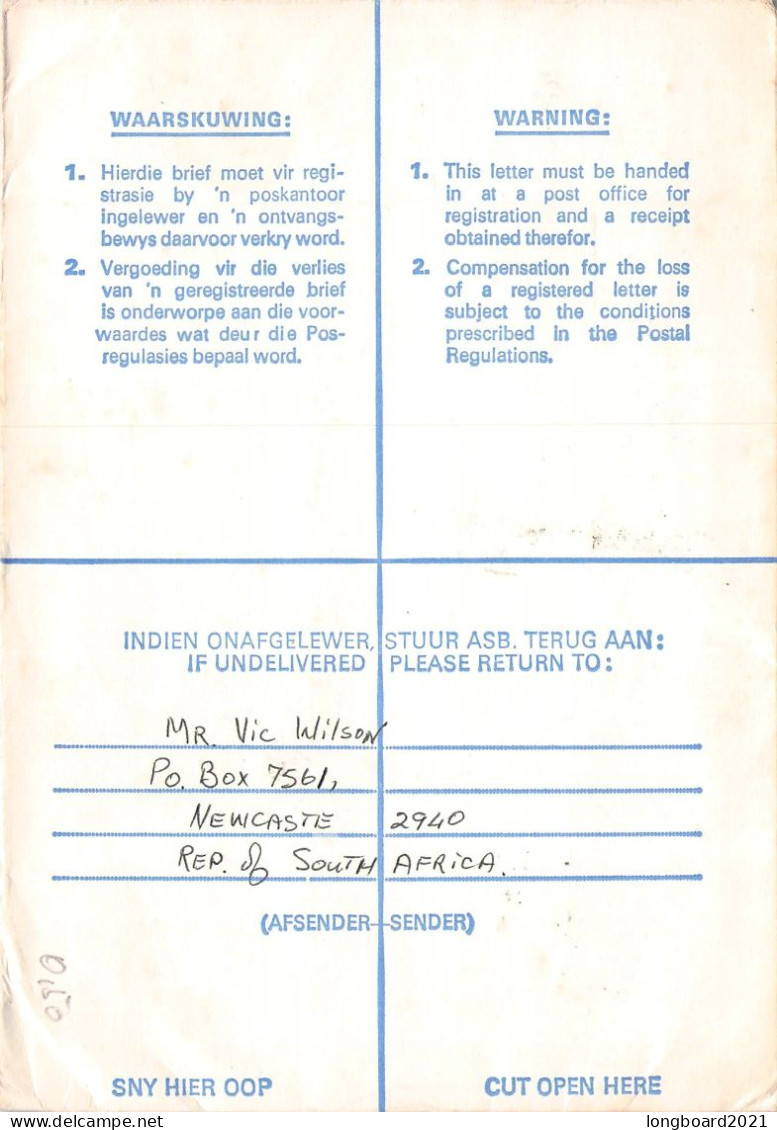 SOUTH AFRICA - REGISTERED MAIL - TREUEN/GDR / 700 - Briefe U. Dokumente