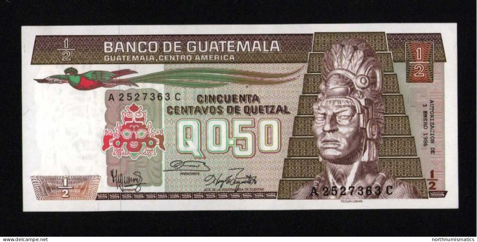 Guatemala 1/2 Quetzal 1986 Unc - Guatemala