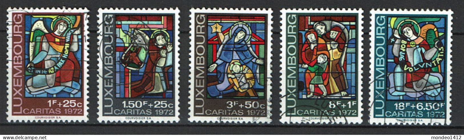 Luxembourg 1972 - YT 803/807 - Nativity - Charity Issue, Vitraux De La Cathédrale De Luxembourg - Gebraucht