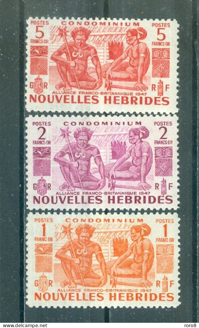 NOUVELLES-HEBRIDES - N°152** à 154** MNH LUXE SCAN DU VERSO - Indigènes. - Unused Stamps
