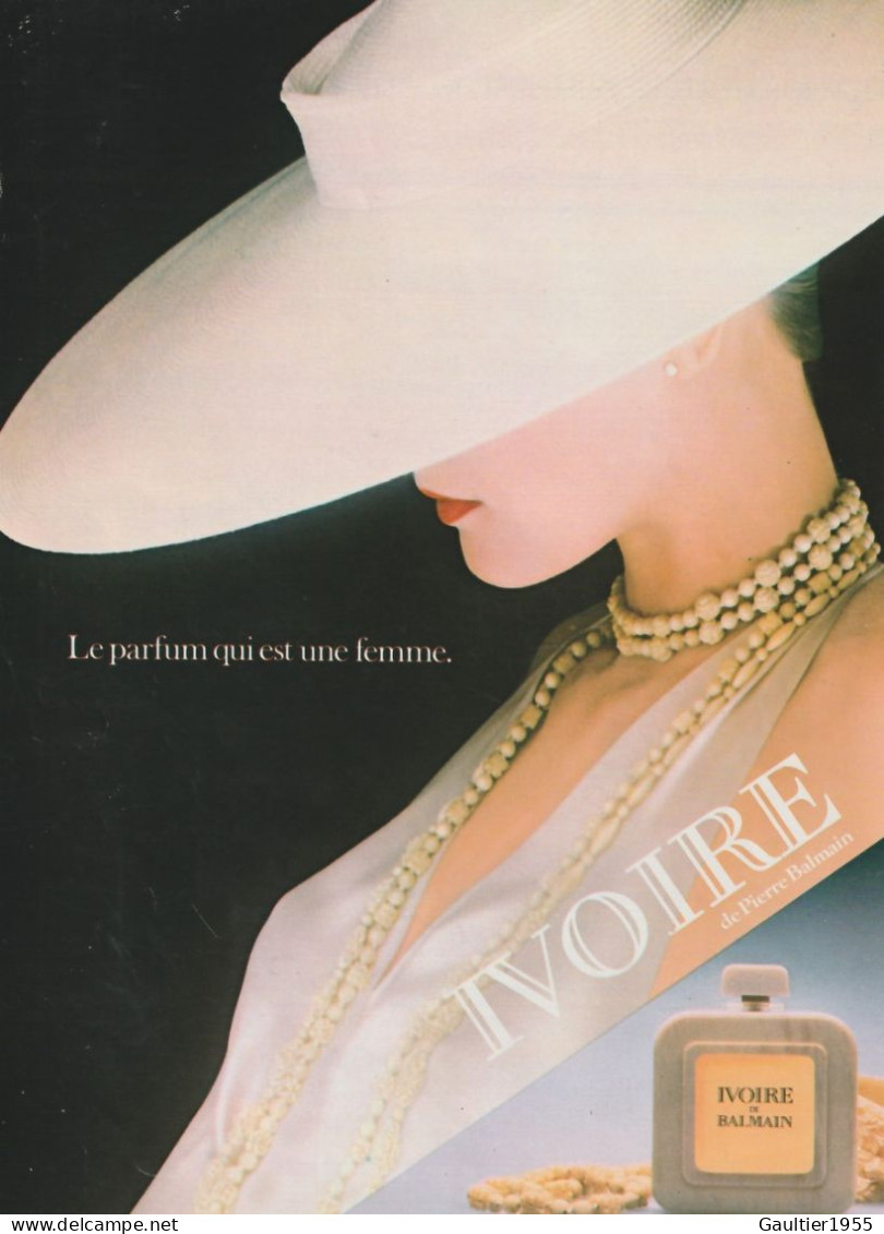 Publicité Papier Glacé - Advertising Paper - Ivoire De Balmain - Parfumreclame (tijdschriften)