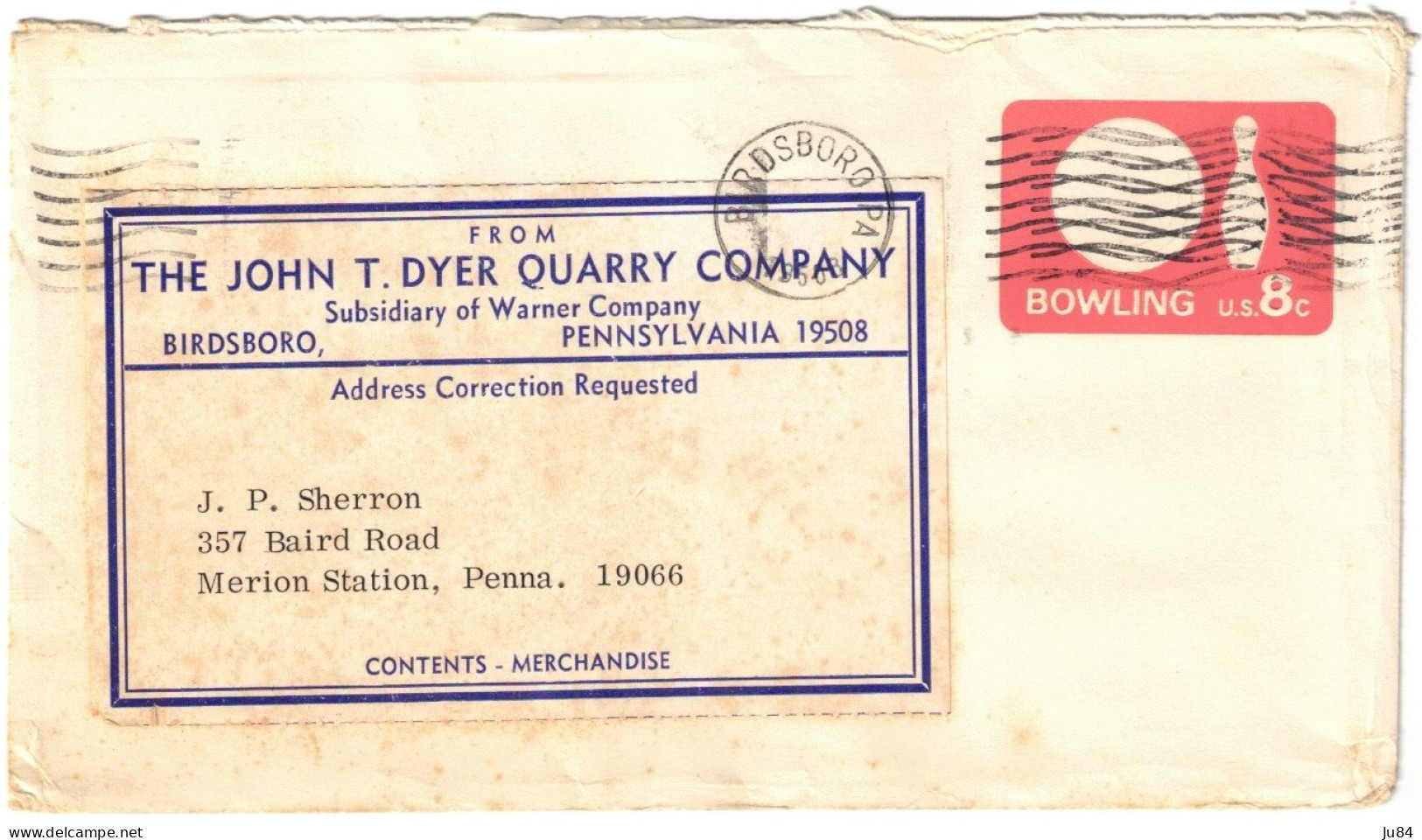 USA - États-Unis - Pennsylvania - Birdsboro - Entier Postal 8c - The John T. Dyer Quarry Company - Sonstige & Ohne Zuordnung