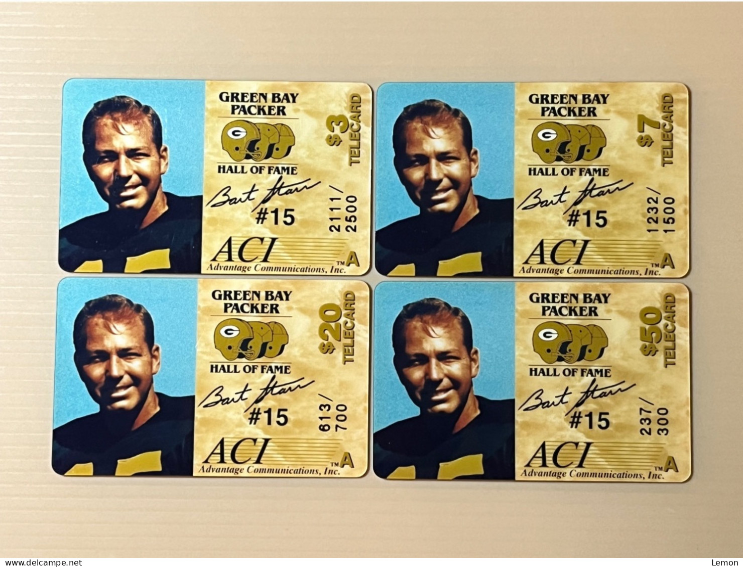 Mint USA UNITED STATES America Prepaid Telecard Phonecard, Green Bay Packer HOF-Bart Starr (300EX), Set Of 4 Mint Cards - Verzamelingen