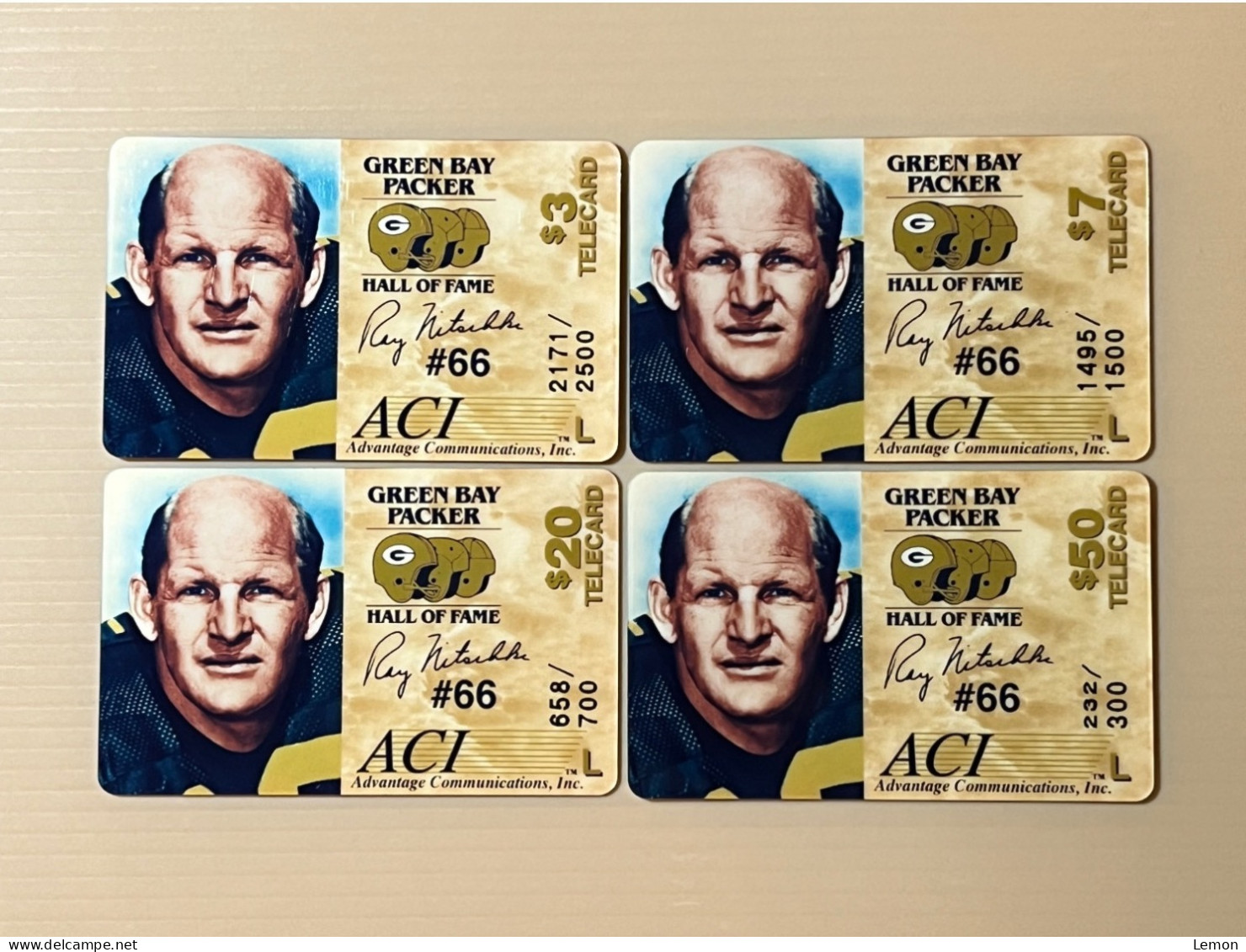 Mint USA UNITED STATES America Prepaid Telecard Phonecard, Green Bay Packer HOF-Ray Nitschke(300EX), Set Of 4 Mint Cards - Sammlungen