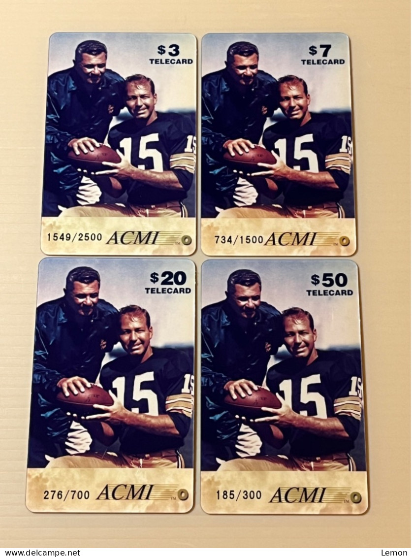 Mint USA UNITED STATES America Prepaid Telecard Phonecard, Green Bay Packer HOF-Lombardi/Starr(300EX,Set Of 4 Mint Cards - Verzamelingen