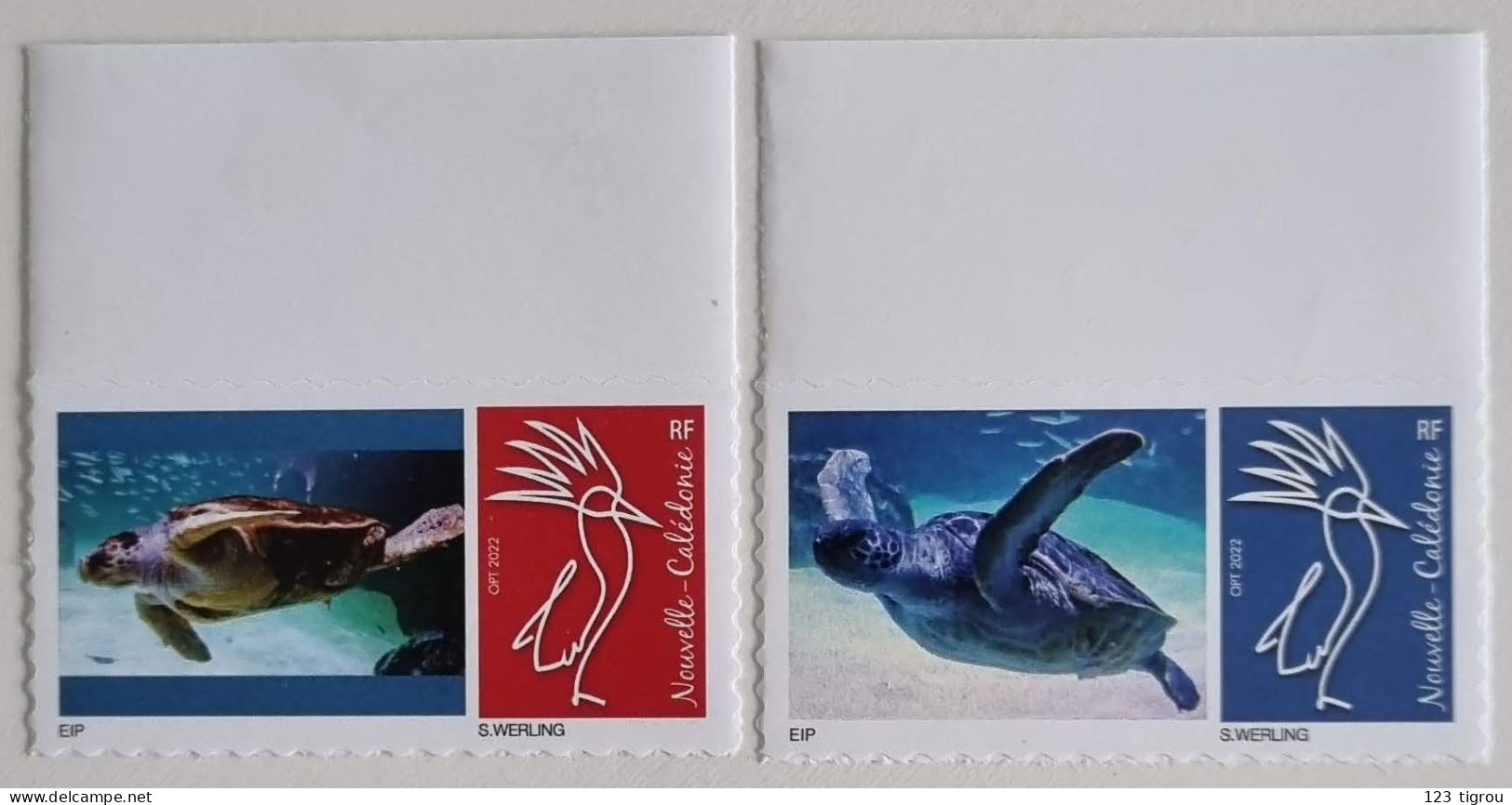 SERIE CAGOU ROUGE & BLEU PERSONNALISE LOGO TORTUE MARINE  OPT 2022 EXTRAIT FEUILLE DE 25 TIMBRES GS TIRAGE : 25 EX TB - Unused Stamps